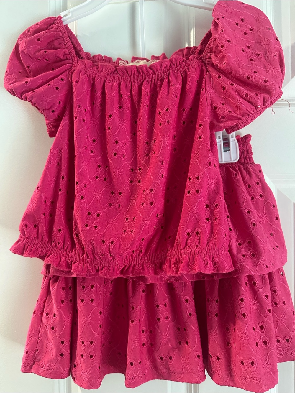 btween Hot Pink Eyelet Two-Piece Set